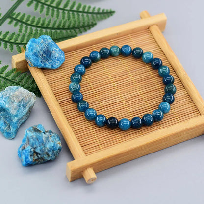 Original Reiki Blue Apatite Beads Bracelets Men Women Natural Stone