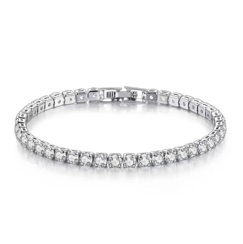 Real Moissanite Bracelet for Women S925 Sterling Silver 4mm Diamonds Tennis Bangles Chains Sparkling Fine Jewelry