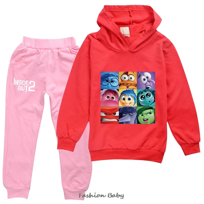 Inside Out2 Kids Hooded Clothes Baby Boys Tracksuit