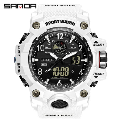 Watches For Men 50M Waterproof Clock Alarm reloj hombre 2024 Dual Display Wristwatch Quartz Military Watch Sport New Mens