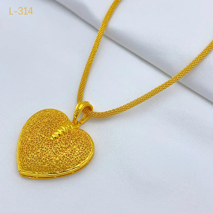 Dubai Indian African Heart Necklace Earrings Jewelry Set For Women 24K Gold Plated Nigeria Bridal Wedding Party Gift Jewellery