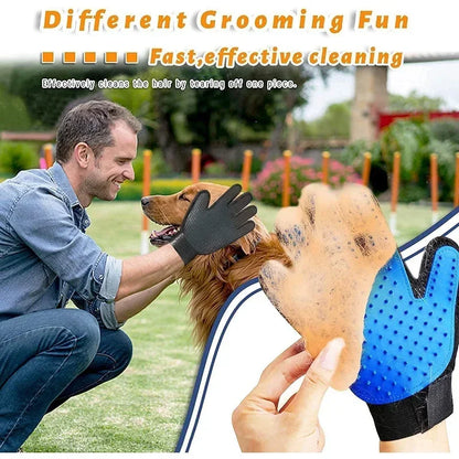 1 Pair Pet Grooming Kit for Dog Cat Rabbit Fur 2 Sided Grooming Brush Bath Cleaning Glove De-Shedding De-Matting Pet Hair