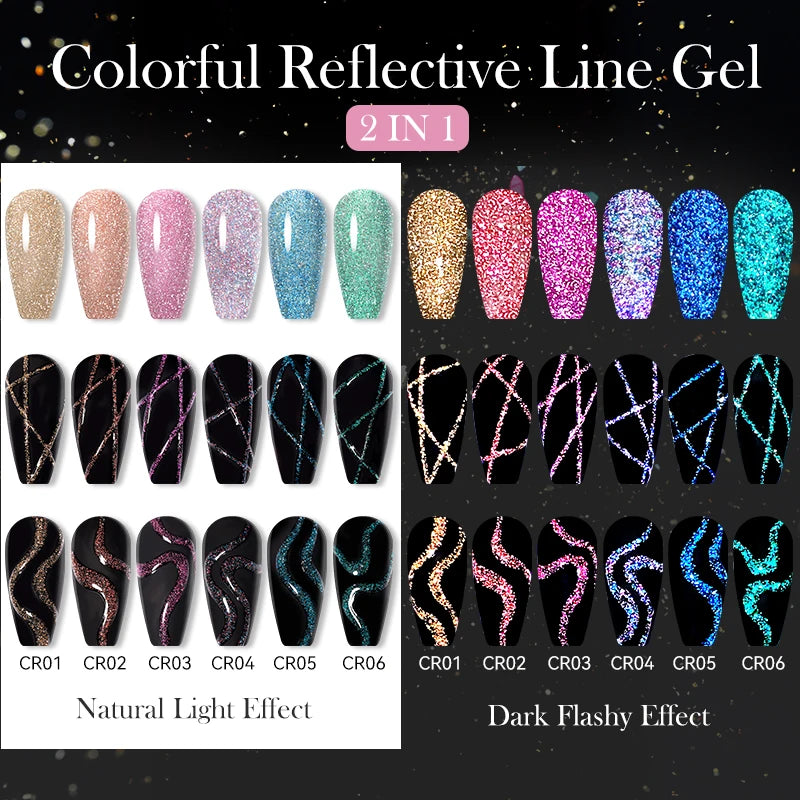 LILYCUTE 5ML Reflective Glitter Liner Gel Polish Nail Art