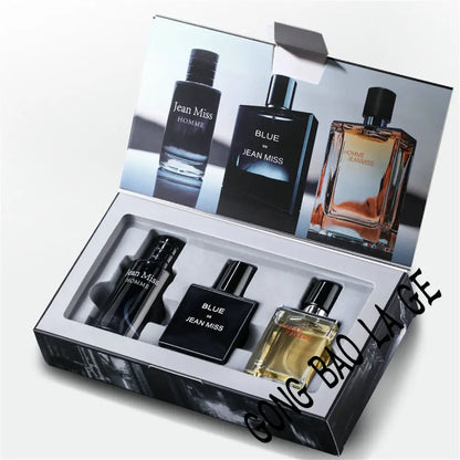 صندوق هدايا عطر رجالي عالي الجودة 90 مل، مجموعة من 3 قطع من كولونيا Fascination Man Profumo Uomo، عطور جذابة تدوم طويلاً للنساء