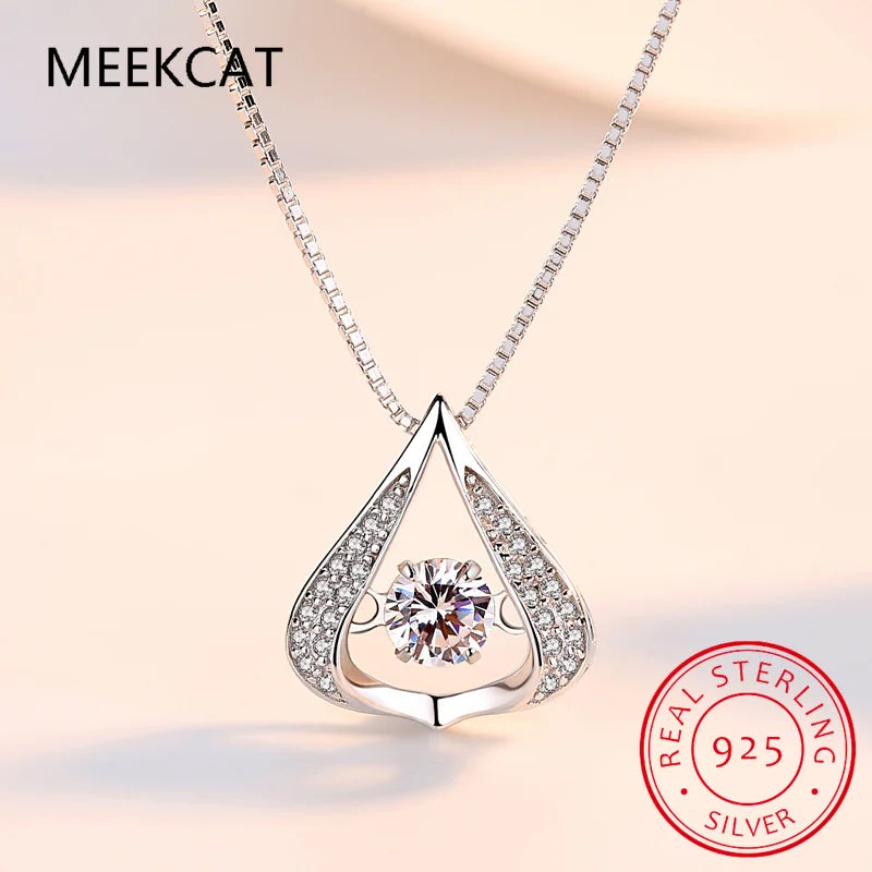 Dance Moissanite Necklace For Women Wedding Engagement 925 Sterling Silver Chain With Water Drop Diamond Pendant Female Choker