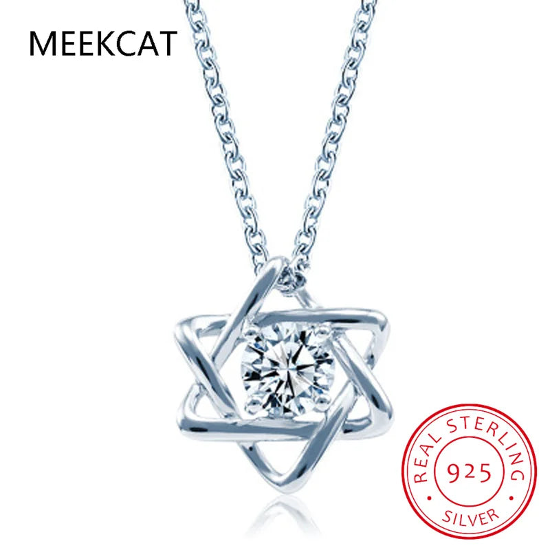 Real Moissanite Diamond Hexagram Pendant Necklace For Women Men 100% 925 Sterling Silver Star of David Party Fine Jewelry Gift