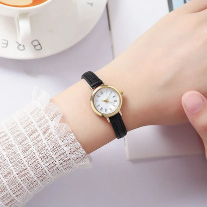 Simple Women's Watches Small Round Girl's Belt Watches