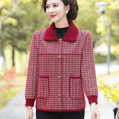 2025 New Mother Women's Autumn Coat Middle-aged Elderly Female Autumn Winter Short Jacket With Noble Cardigan Short Overcoat