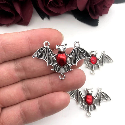 5pcs/lot Enamel Bat Choker Pendants, for Findings Charms Jewelry Making Diy Necklace Aesthetic Accessories Handmade Crafts 29x44