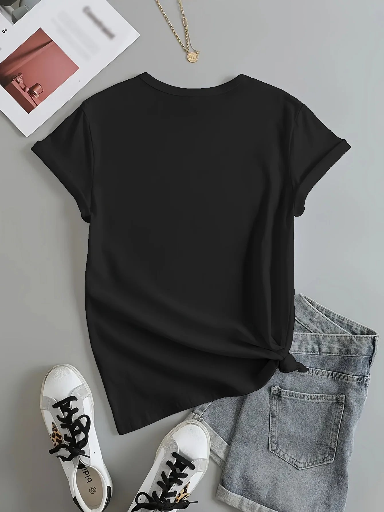 Cute Bear Print T-shirt Short Sleeve Crew Neck Casual Top For Summer & Spring Women's Clothing T Shirt Female Tops Streetwear