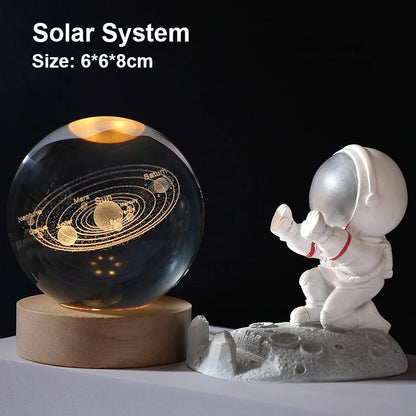 3D Crystal Ball Lamp with Galaxy and Planetary Projections USB Night Light for Cozy Atmosphere Plasma Ball Creative Gift