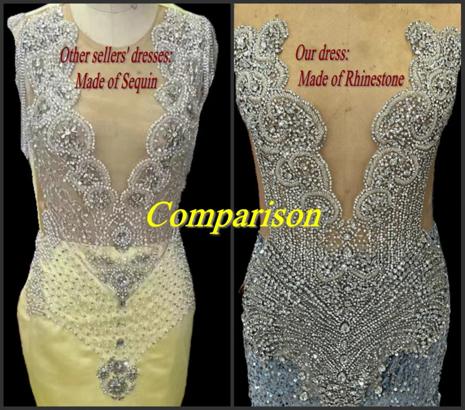 Sparkly Silver Prom Dresses 2025 Luxury Crystal Diamond Sequin Mermaid