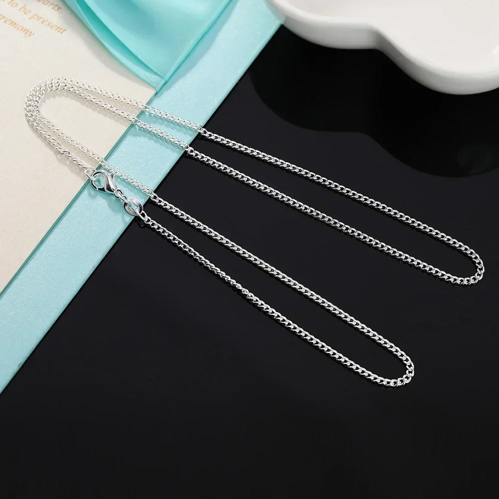 40-75cm 925 Sterling Silver Necklace 16/18/20/22/24/26/28/30 Inch 2MM String chain for Women Men for Jewelrys pendants