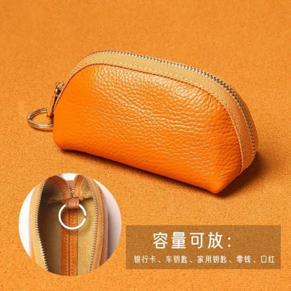 Unisex Large-Capacity Zipper Key Pouch Bag Genuine Leather Key Case Coin Purse 2024 Portable Keychain Coin Wallet Holder Purse