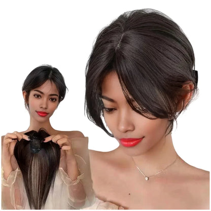 Natural 100% Human Hair Bangs Side Fringe for Women 3D Middle Part False Bangs Clip-in Extensions Hair Accessories Hairpieces