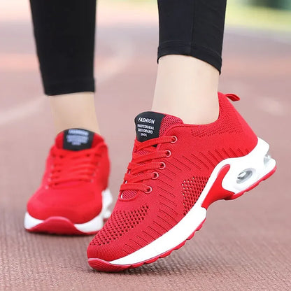 Red Women's Shoes Mesh Sneakers