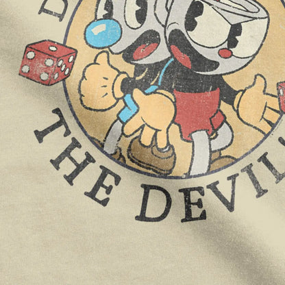 Don't Deal With The Devil Men T Shirt Cuphead Mugman Funny Tee Shirt Short Sleeve Round Neck T-Shirts 100% Cotton Clothes