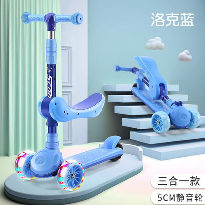 Children's Scooter Wholesale 2-12 Years Old Can Sit Perambulator Music Three Four-Wheel Scooter Scooter Children