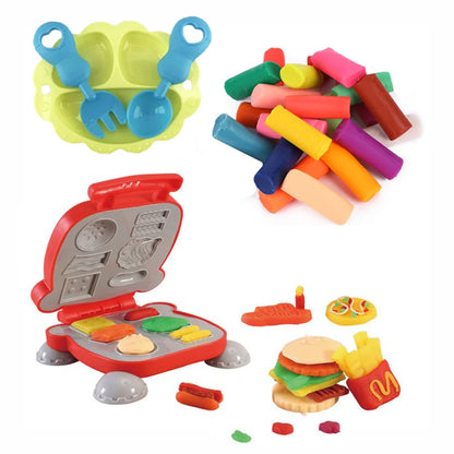 3D Color Clay Toy Kids Pretend Play Ice Cream Maker Burger Noodle Plasticine Toy Clay/Plasticine Mold