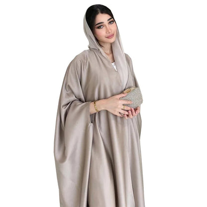 Batwing Sleeve Open Abaya Dubai Luxury Satin Elegant Ramadan Fashion Modest Kebaya Kaftan Women's Prayer Garment Caftan Femme