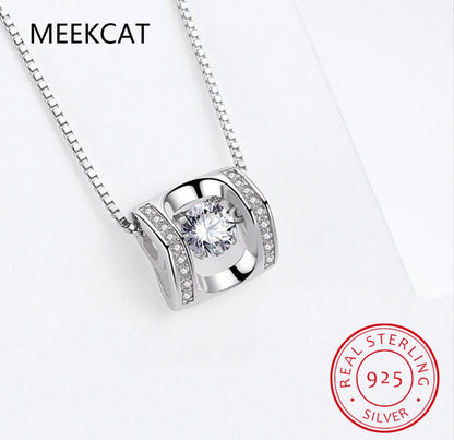 1/0.8 CT Moissanite Pendant For Women Simulated Diamond Necklace S925 Sterling Silver Jewelry Girl Valentine's Day Gift