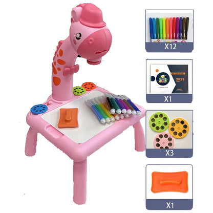 Children led projector drawing table toy painting set table educational board learning tools painting toys for children