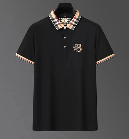 High end short sleeve men's breathable cotton POLO shirt summer fashion brand B letter embroidered soft golf cool casual T-shirt