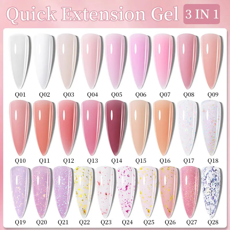 7ML Pink Glitter Quick Extension Gel Nail Polish