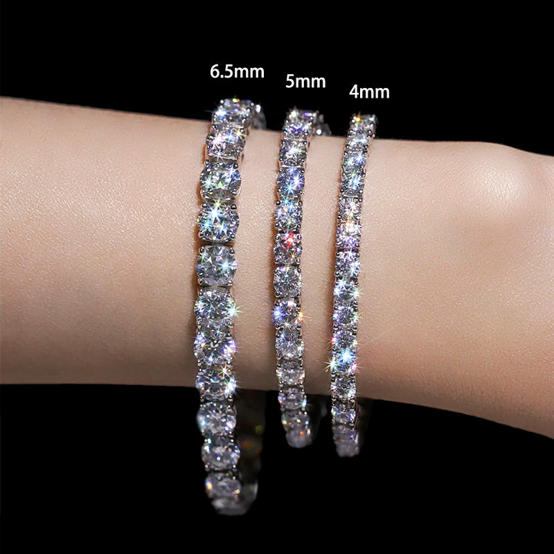 2-6.5mm Real Moissanite Tennis Bracelet for Women Christmas Gift Platinum Plated 100% 925 Sterling Silver Wedding Jewelry