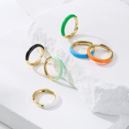 HECHENG，Lady New Fashion MultiColor Enamel Rings For Women Smooth Simple Metal Finger Rings Wholesale Accessories Gifts