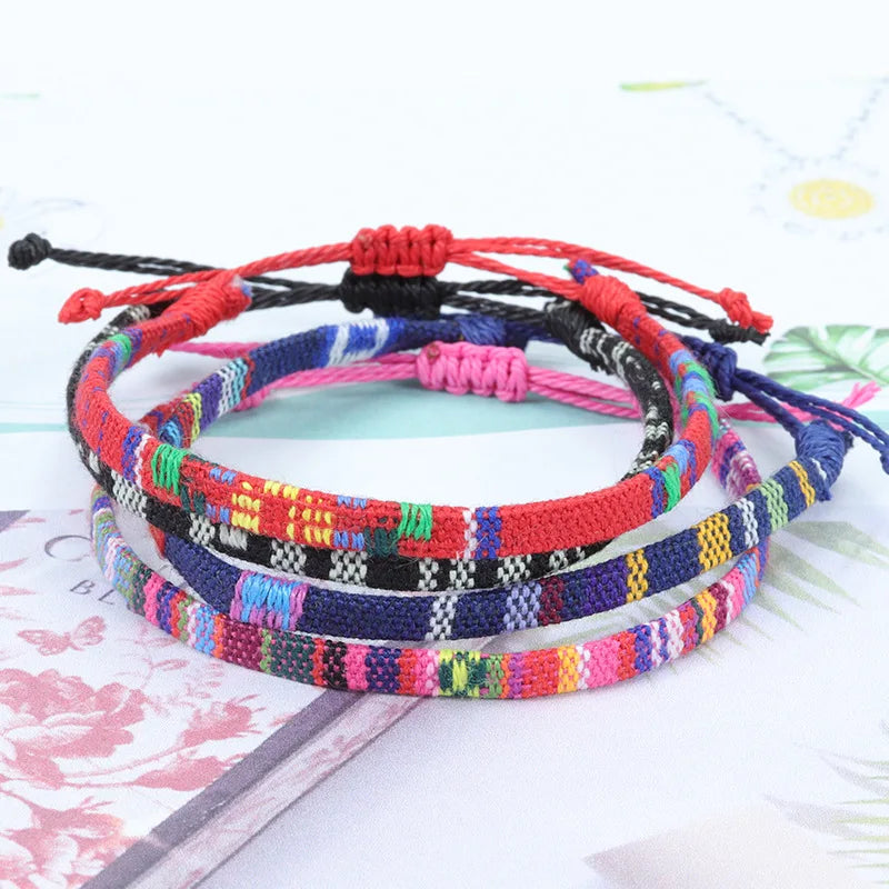 Anklets For Women Woven Fabric Foot Leg Bracelet Men Handmade Rope Braid Knot Beach Barefoot Weave Ethnic Boho Adjustable Charm