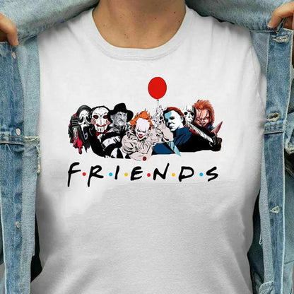 Friends T Shirt Best Stephen King Horror Characters Printed Cartoon Women Fashion Tops Oversized Tee Halloween Clothes Women