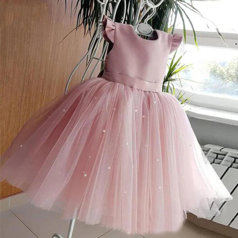 Wedding Birthday Party Fluffy Lace Dress 1-5 Y Toddler