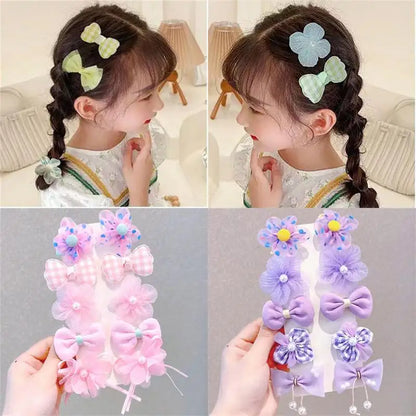 Children's Bow Hairpin Set Cute Princess Girl Broken Hair Bangs Clip Baby Cartoon Flower Hair Clips Hair Accessories Wholesale