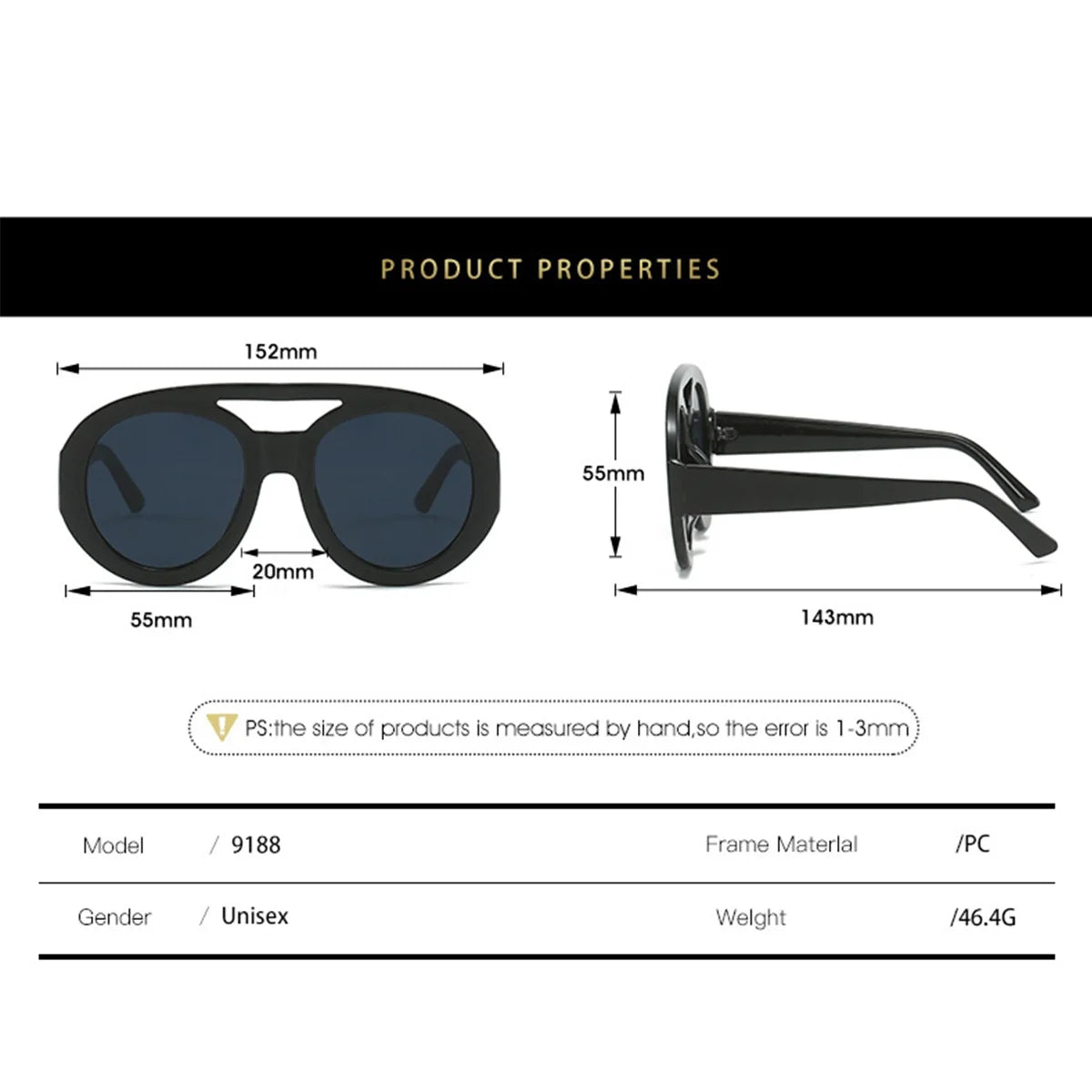 Double Bridge Round Women's Sunglasses Fashion Luxury Design Oversized Sun Glasses 2023 New Fashion Gradient Shades UV400