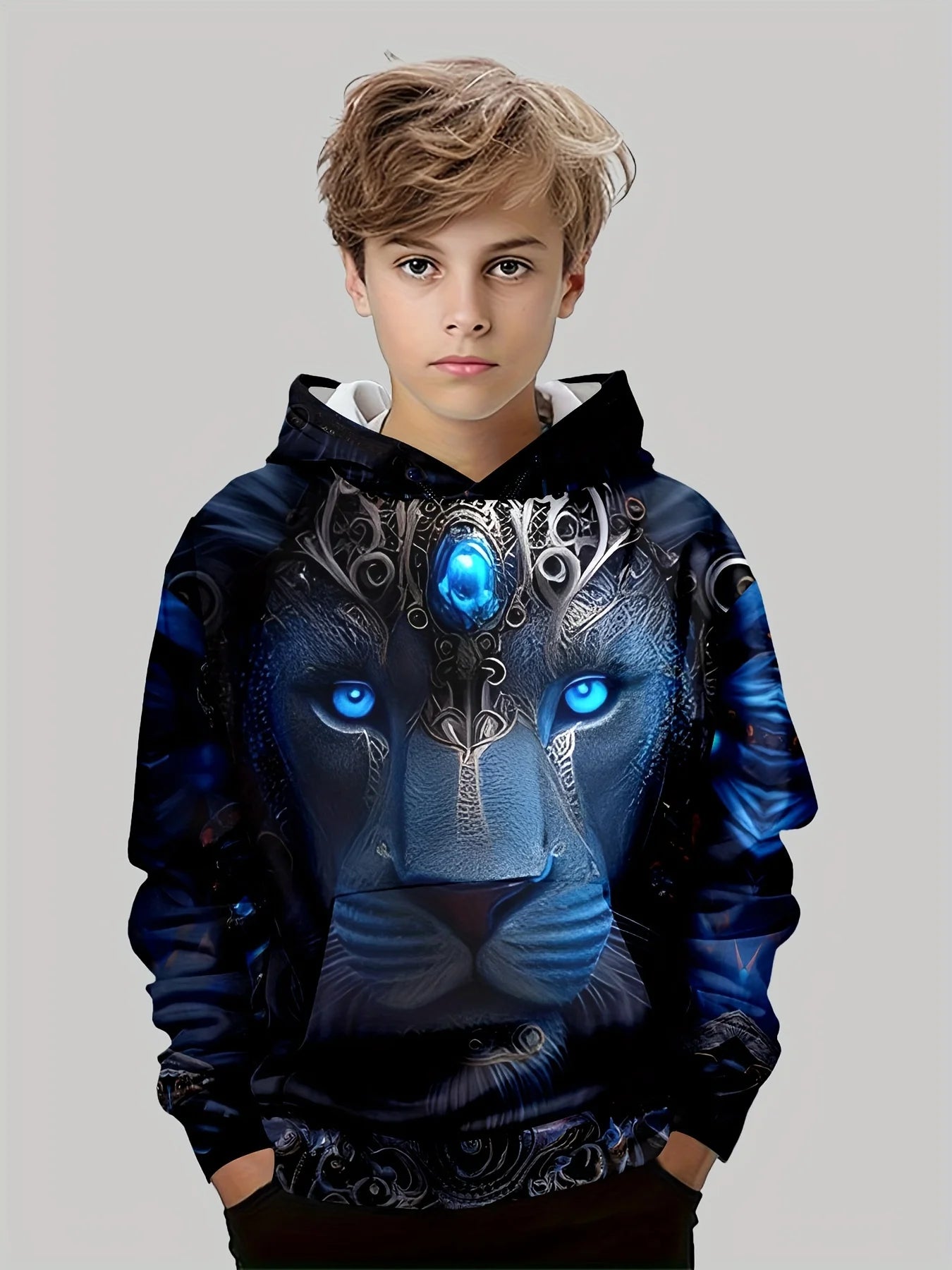 Boys Hoodies Long Sleeve 3D Tigers Print