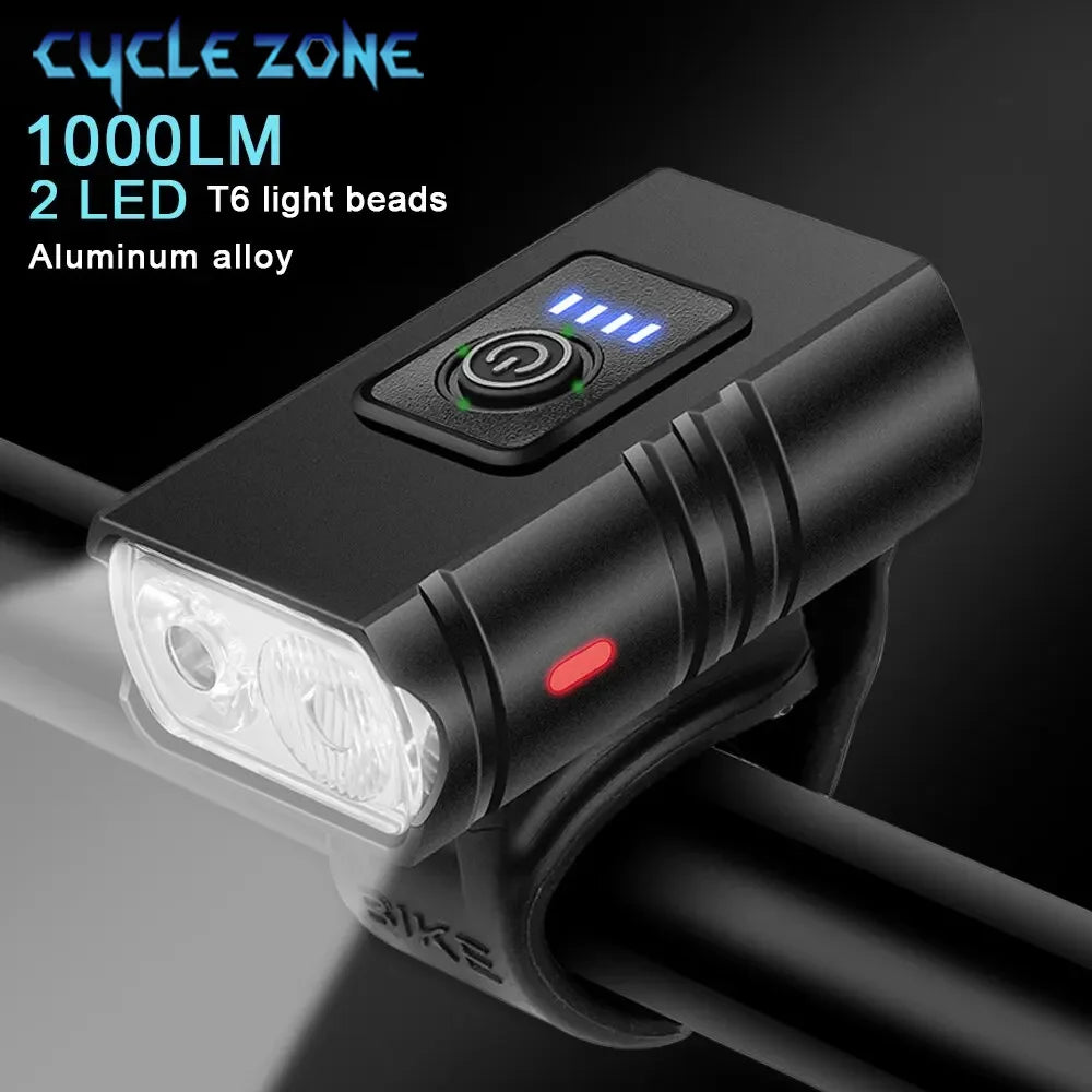 BK02 Bike Light T6 LED USB Rechargeable Bicycle Lights 6 Modes MTB Flashlight Bicycle Headlight for Cycling Bicycle Front Lamp