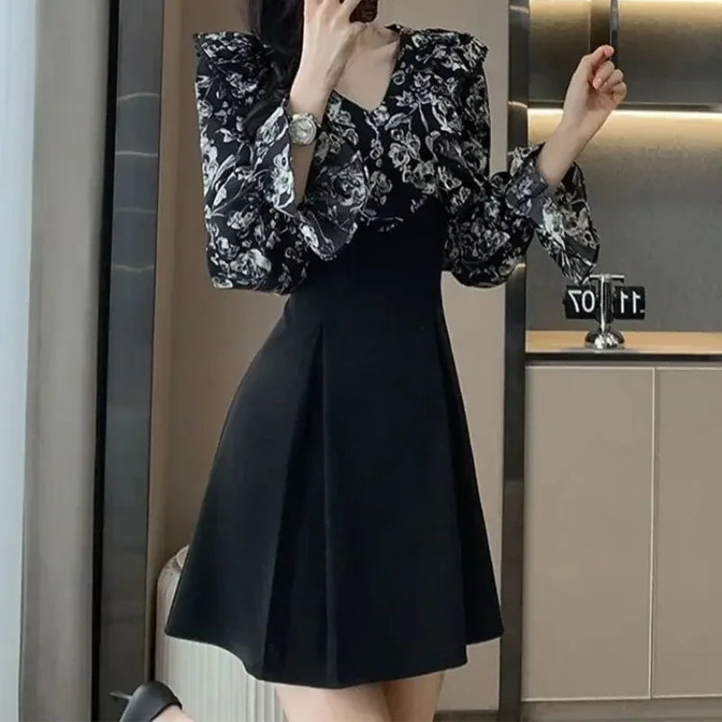 New In Woman Long Sleeve Dress Spring Autumn Dresses for Women Floral Curvy Fashion Summer 2025 Full Korean Style Loose Clothes