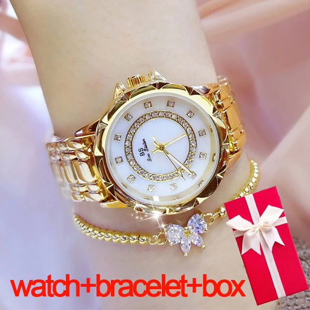 Top Brand Elegant Women Watches Luxury Rhinestone Ladies Wrist Watches Rose Gold Clock Watches For Women relogio feminino