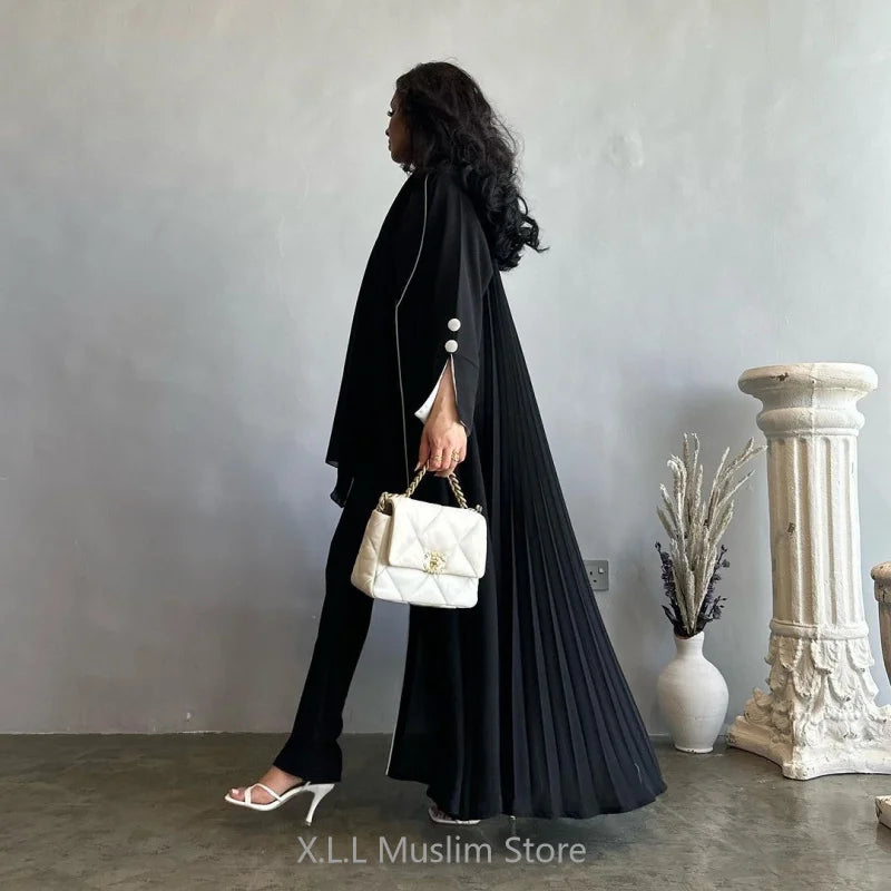 Eid Ramadan Abaya Women Black Button Split Sleeve Islam Prayer Dress Woman Kaftan Kebaya Turkey Dubai 2024 Luxury Robe Clothes