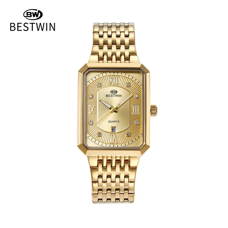 Square Men Gold Wrist Watches 2024 Rose Gold Stainless Steel Men Watches for Male Clock Date Relogio Masculino Luxury Brand Top