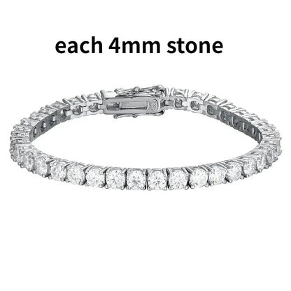 2-6.5mm Real Moissanite Tennis Bracelet  100% 925 Sterling Silver Wedding Jewelry