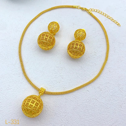 XUHUANG Bridal Dubai Ball 24k Gold Plated Jewelry Sets for Women Costume Necklace Earrings Sets Nigerian Wedding Party Gifts