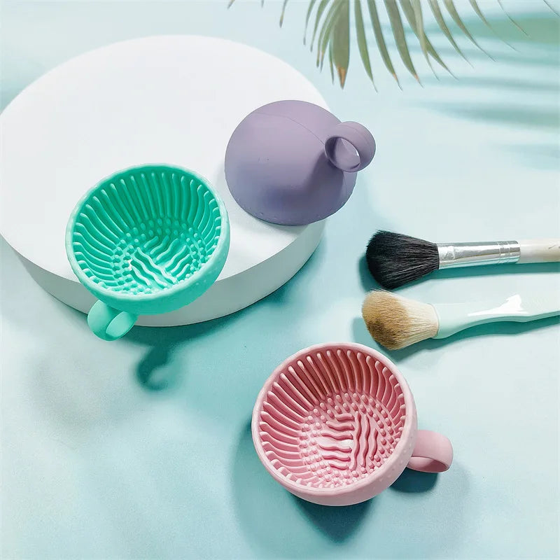 Makeup Brush Cleaner Folding Powder Puff Cleaning Bowl Eyeshadow Brushes Wash Clean Mat Beauty Tools Soft Silicone Scrubber Box