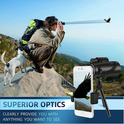 80X100 HD Astronomic Pofessional Monocular Telescope Long Range Zoom With Tripod Phone Clip For Outdoor Hunting Camping Tourism