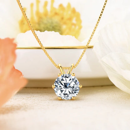 IOGOU Luxury 3.0 Carat Moissanite Pendant Necklaces for Women Real 925 Silver 1ct 2ct Diamond Necklace Engagement Jewelry Gifts