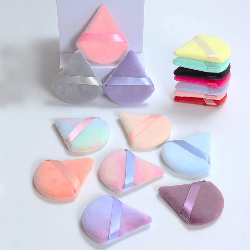 2 件 Triangle Powder Puff Face Makeup Sponge Soft Velvet Cosmetic Puff Blender Beauty Foundation Sponge Make up Accessories