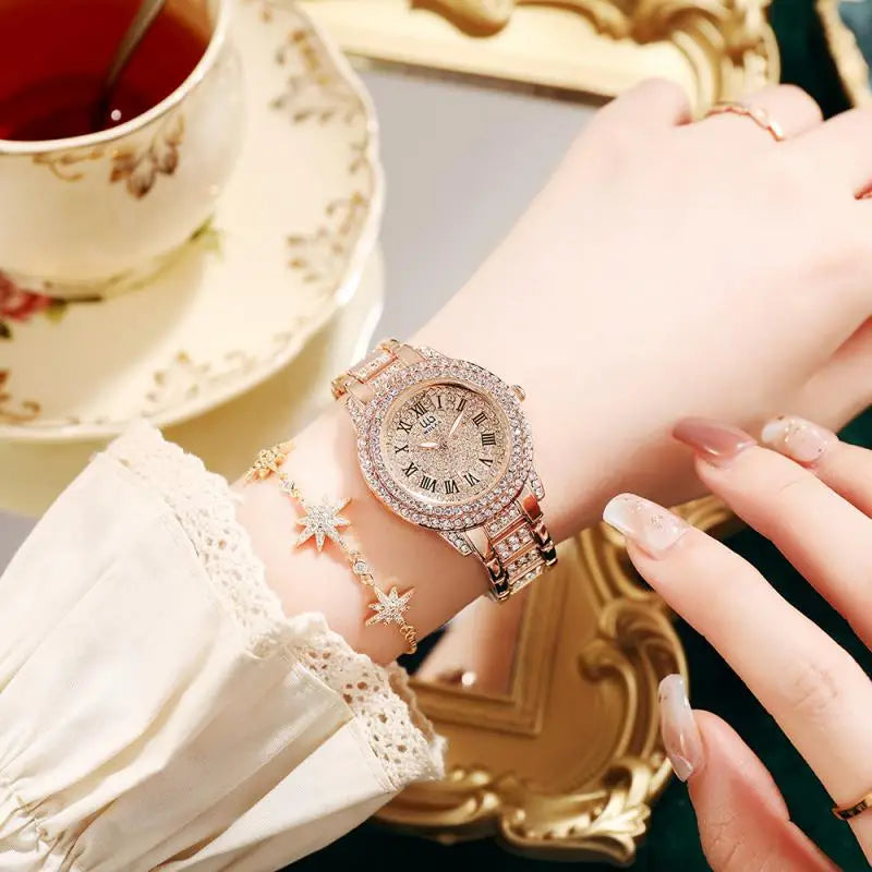 2024 Hot Sell Women Watches Top Brand Rose Gold Watches For Women Quartz Ladies For Watches Women Holiday Gift Skirt Accessories