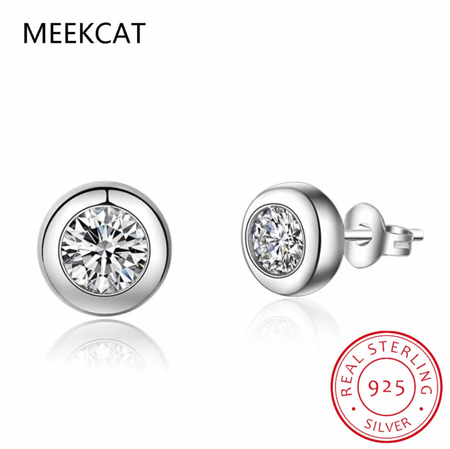 Moissanite Stud Earrings Women Men 0.3-1 Carat Sterling Silver Round Diamond Bubble Stud Earrings Moissanite Earrings