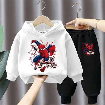 Disney Spring Autumn Children's Clothing Sets Spiderman Boys Sweatshirt+Sweatpant 2pcs Kids Hooded Sport Pullover Set Tracksuit